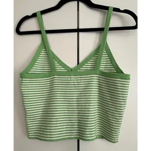 LA Hearts Green White Striped Knit Crop Tank Top V-Neck Camisole‎ Medium thumbnail 2