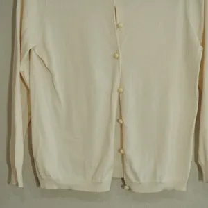 J. Crew Cream Ruffle Neck Cotton Cardigan Sweater Ivory Delicate Balletcore Soft thumbnail 3