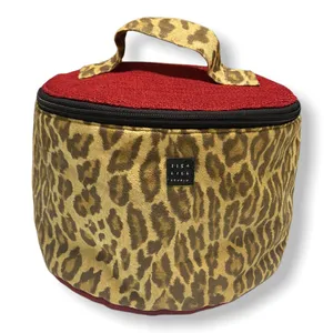 1154 Lill‎ Studio Leopard Print Red Tweed Makeup Cosmetic Toiletry Bag Travel thumbnail 2