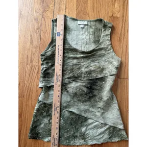 Vtg‎ Y2K Fairycore Fairy Grunge Boho Indie Sleeze Green Sleeveless Top L Layered thumbnail 4