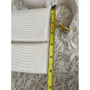 JW PEI Cream Lizard Embossed Leather‎ Flap Shoulder Crossbody Bag Gold Hardware thumbnail 11