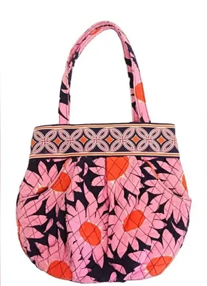 Vera Bradley Morgan Loves Me Pink Orange Floral Quilted Shoulder Bag thumbnail 1