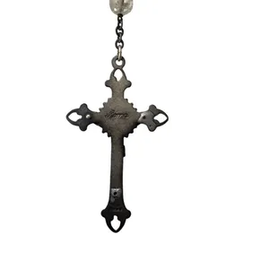 Vintage Roma Sterling Silver & AB Crystal Rosary thumbnail 5