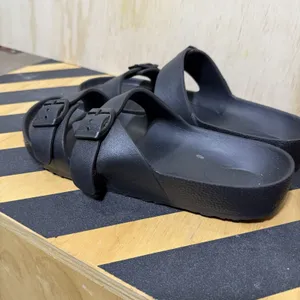 Black Double Strap Slide Sandals Womens Size 11 Buckle‎ Comfort Casual Slip On thumbnail 2