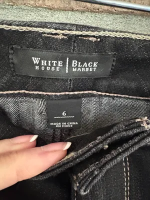White House Black Market Black Denim Mini Skirt with Contrast Stitching thumbnail 2