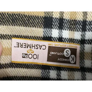 Kennedy Scotland Cashmere Check Plaid Brown Black Red Fringe Scarf thumbnail 3