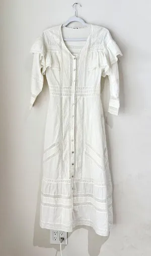 LoveShackFancy Kylen Victorian Lace Trim Maxi Dress White Women's Size US 0 thumbnail 3