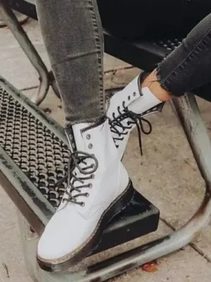 DR.Martens 1460 Patent Leather Lace Up Boots in White Patent Leather US 9 thumbnail 2