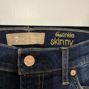 7 For All Mankind Ankle Skinny Stretch Denim Jeans Blue Button Zip Logo Bair 28 thumbnail 5
