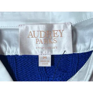 NWT Francesca's Audrey Parks Sweater Dress Shirt Combo Blue Cable Knit Medium‎ thumbnail 4