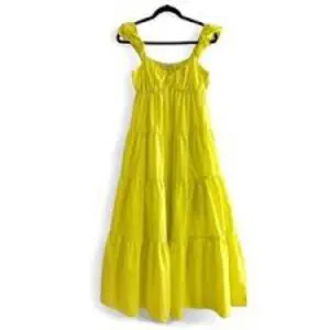 Skies are Blue Lime Yellow Tiered Maxi Dress Large thumbnail 2