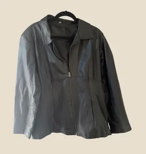 Jacqueline Ferrar Black Nappa Leather Zip Up Jacket Womens Large Lined Classic thumbnail 1