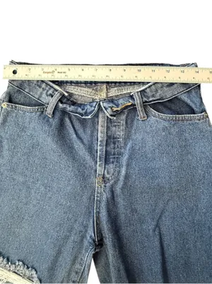 Edikted Roll Down Waist Distressed Baggy Jeans Women’s Size M Y2K thumbnail 12