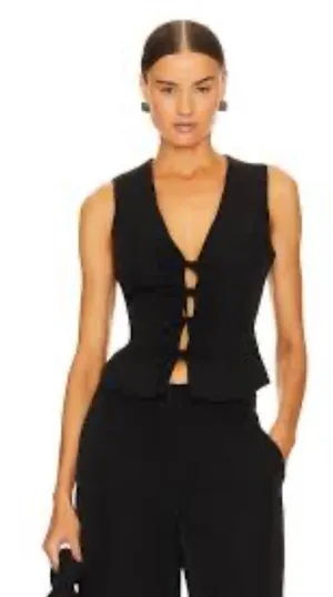 Elliatt Black Lace-Up Sleeveless Calvacade Top Revolve Ladies Size Medium thumbnail 1