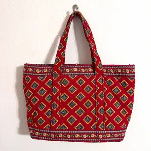 Vera Bradley Villa Red toggle tote shoulder bag, vintage Vera thumbnail 2