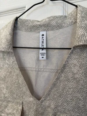 Athleta Zuma Printed Shirtdress in Viper Gray and Ivory thumbnail 3