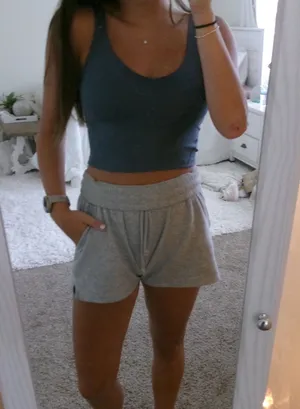 Gilly Hicks Active Blue-Gray Seamless Crop Tank Top thumbnail 1