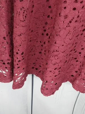 Hollister Burgundy Lace Long Sleeve Fit & Flare Skater Mini Dress NWT thumbnail 11