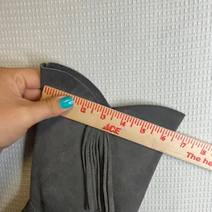 Vintage Grey Suede Western Mid Calf Boots 7M Concho Fringe Kitten Heel USA‎ Made thumbnail 6