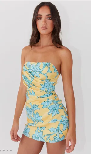 Yellow and teal peppermayo mini dress thumbnail 1