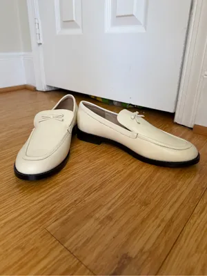 For Love & Lemons Helena Cream Leather Bow Loafers 39 US 8.5 NWOT thumbnail 3