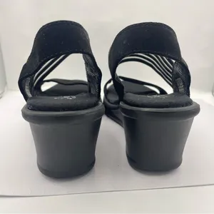 Skechers wedge platform cushion black sandals women’s Size 9 thumbnail 6