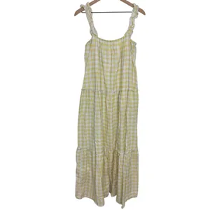 Charlie Holiday Yellow & White Gingham Plaid Lottie Dress Long Maxi Size 6 thumbnail 3