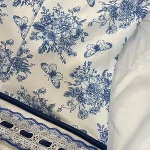 Blue and White Floral Lace Mini Dress thumbnail 3