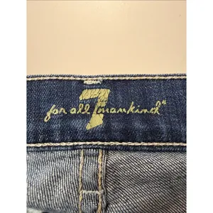 7 FAM Dojo White 7’s On Back Pockets Flare Dark Wash Jeans Size 29 thumbnail 3