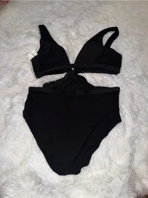 NWT Aerie Black Cutout One-Piece Swimsuit size XXL Open Back thumbnail 3