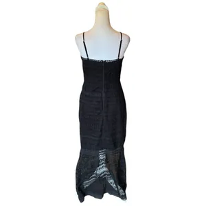 Lulus Absolute Elegance Black Lace Sleeveless Midi Dress Slit Womens Small NEW thumbnail 4