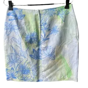 Tsunami size 8 silk linen tropical print skirt. Beach resort cruise ship. thumbnail 3