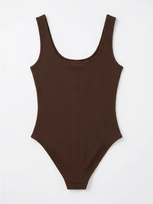 Women's Scoop Neck Bodysuit - Brown thumbnail 4