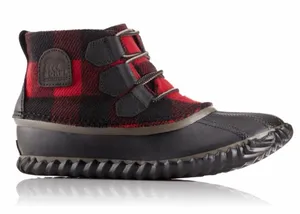 Sorel Out ‘n About Buffalo Plaid Waterproof Boots in Black Red Size 6‎ thumbnail 1