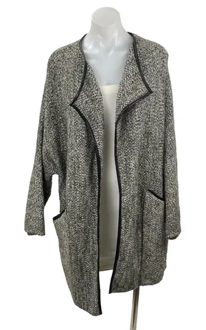 Zara Women's Marled Gray Wool Knit Long Sleeve Cardigan Sweater Coat Jacket Sz M thumbnail 1