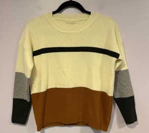 Colorblock Bohme Sweater in Cream,‎ Gray, and Brown thumbnail 1