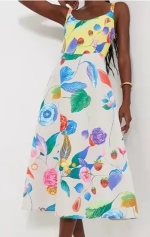 Tuckernuck Vivid Jardin Dominique Floral Multicolor Sleeveless Dress size Medium thumbnail 1