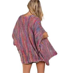 POL Red Rainbow Open Front Kimono Sweater M thumbnail 3