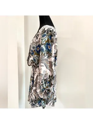 Free People High Plains Printed Mini Dress Boho Floral Dolman Sleeve Size S thumbnail 4