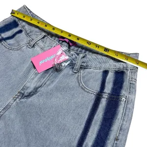 NEW Edikted Side Stripe Low Rise Wide Leg Washed Jeans Capsule Skater Grunge‎ S thumbnail 10