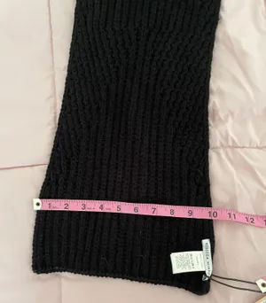 Rebecca Minkoff NWT Traveling Rib Black Knit Scarf, size 76x10” thumbnail 6