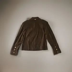 St John Sport Dark Brown Polyester Blend Faux Suede Snap Front Epaulet Jacket M. thumbnail 2