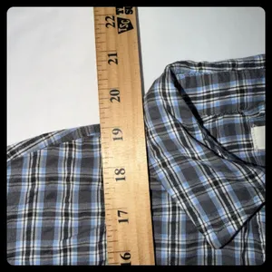 Aerie Pajama Set Women XS Blue Plaid Long Sleeve Button Up Wide Leg Set thumbnail 4