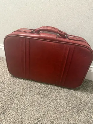 New Vista 21" Brown Leather Hard Case Suitcase Solid Unisex Adult thumbnail 4