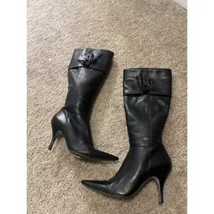 matisse boots 8.5 Knee High Corset Detail Pointy Toe Zipper Closure Blk Leather thumbnail 13