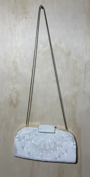 Vintage‎ White Beaded Evening Clutch Purse Wedding Bridal Formal Shoulder Bag thumbnail 1