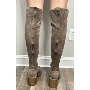 NEW Altar’d State Faux Suede Over The Knee Boots Taupe Chunky Lug Sole Size 8.5M thumbnail 4