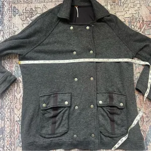 Free People Slouchy Peacoat Charcoal Gray Double Breasted Jacket Size Small thumbnail 10