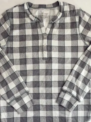 Warm Essentials by Cuddl Duds 2-Piece Lounge PJ Set - L - Grey + Green Plaid thumbnail 6