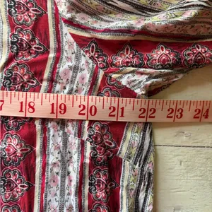 J Jill Red Paisley Tunic Top Size XL Rayon Long Sleeve Blouse Lightweight Shirt thumbnail 3